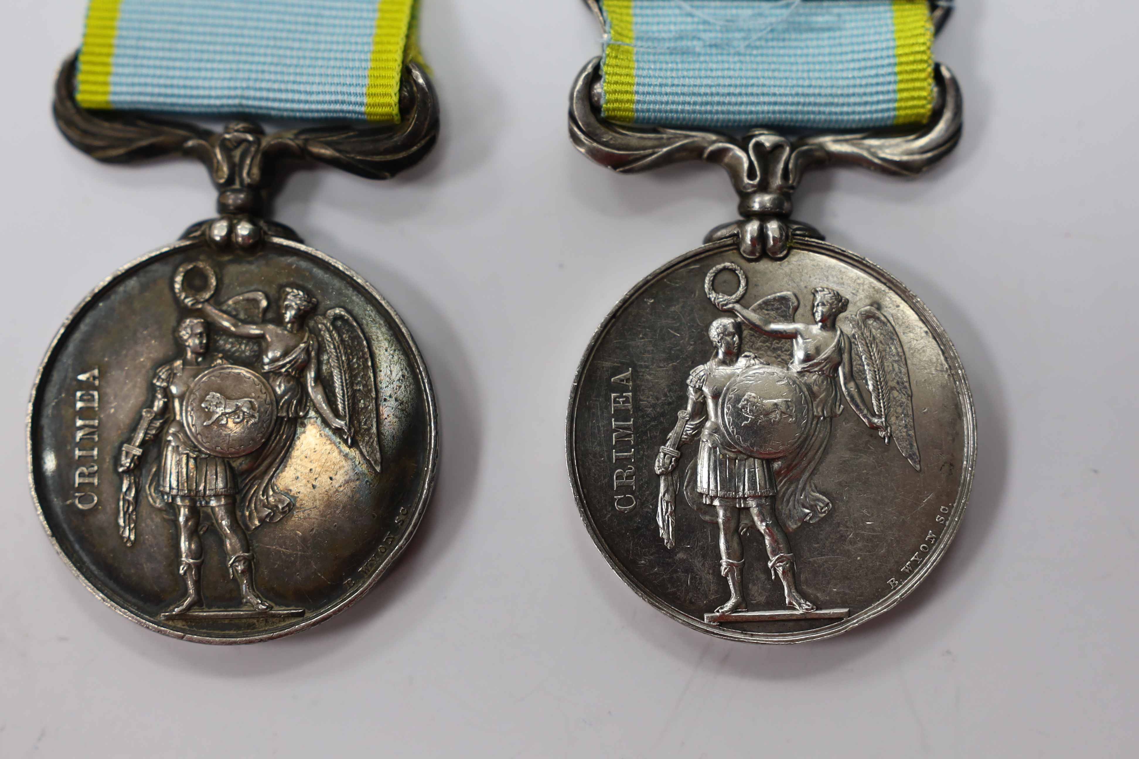 Two Crimea medals, one with Inkermann clasp, both unnamed as issued